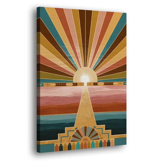 Santa Fe Sunburst Design Side - Canvas Wall Art