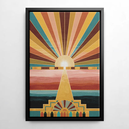 Santa Fe Sunburst Design - Black Frame Canvas
