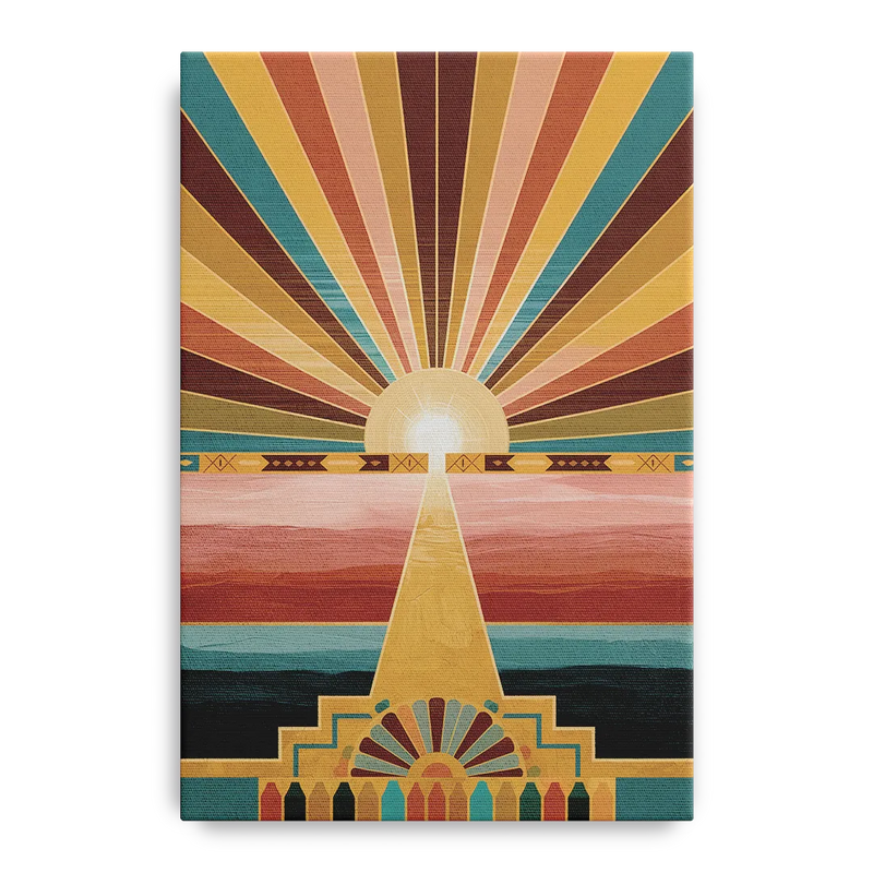 Santa Fe Sunburst Design Front - Canvas Wall Art