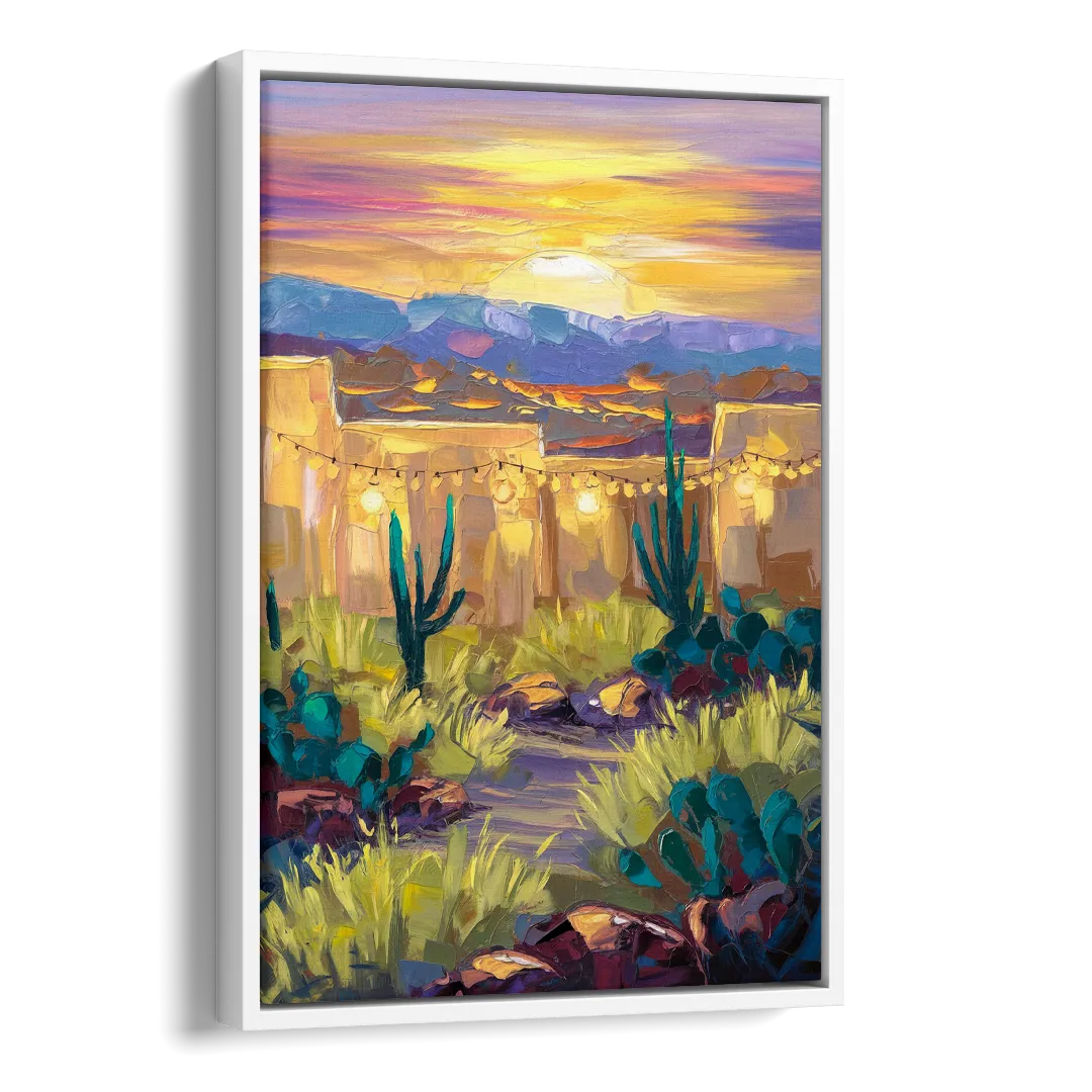 Santa Fe Sunlit Horizon Side - White Canvas Wall Art
