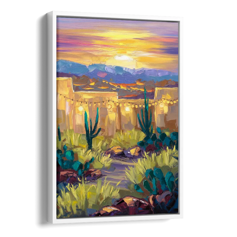 Santa Fe Sunlit Horizon Side - White Canvas Wall Art