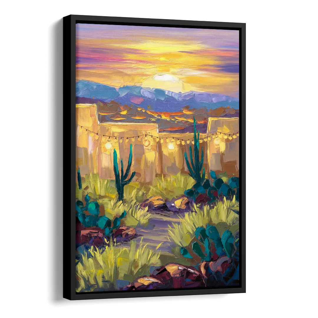 Santa Fe Sunlit Horizon Side - Black Canvas Wall Art