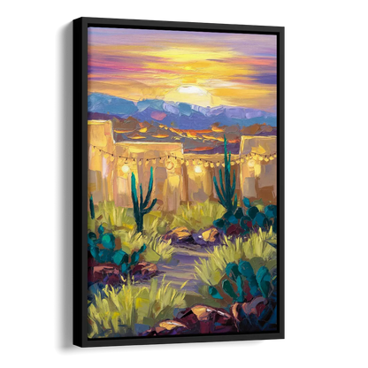 Santa Fe Sunlit Horizon Side - Black Canvas Wall Art