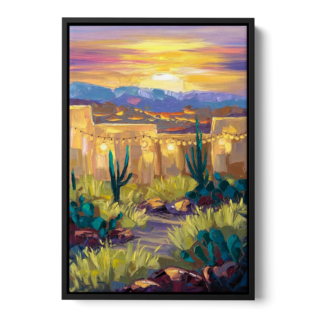 Santa Fe Sunlit Horizon Front - Black Canvas Wall Art