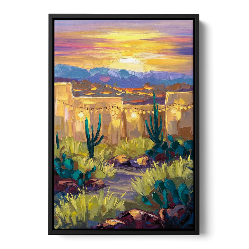 Santa Fe Sunlit Horizon Front - Black Canvas Wall Art