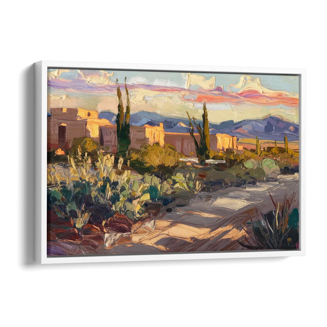 Santa Fe Sunset Landscape Side - White Canvas Wall Art