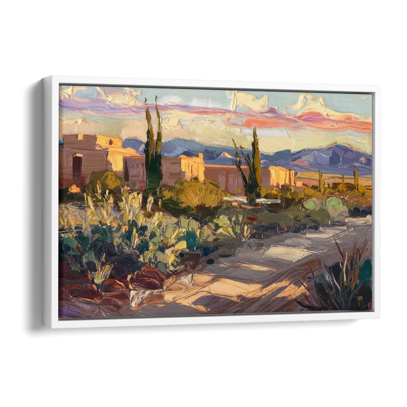 Santa Fe Sunset Landscape Side - White Canvas Wall Art