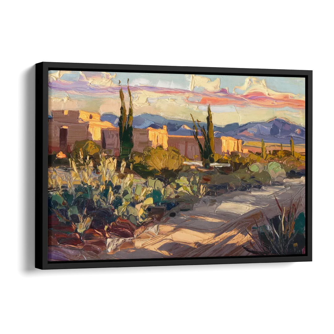 Santa Fe Sunset Landscape Side - Black Canvas Wall Art