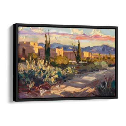 Santa Fe Sunset Landscape Side - Black Canvas Wall Art