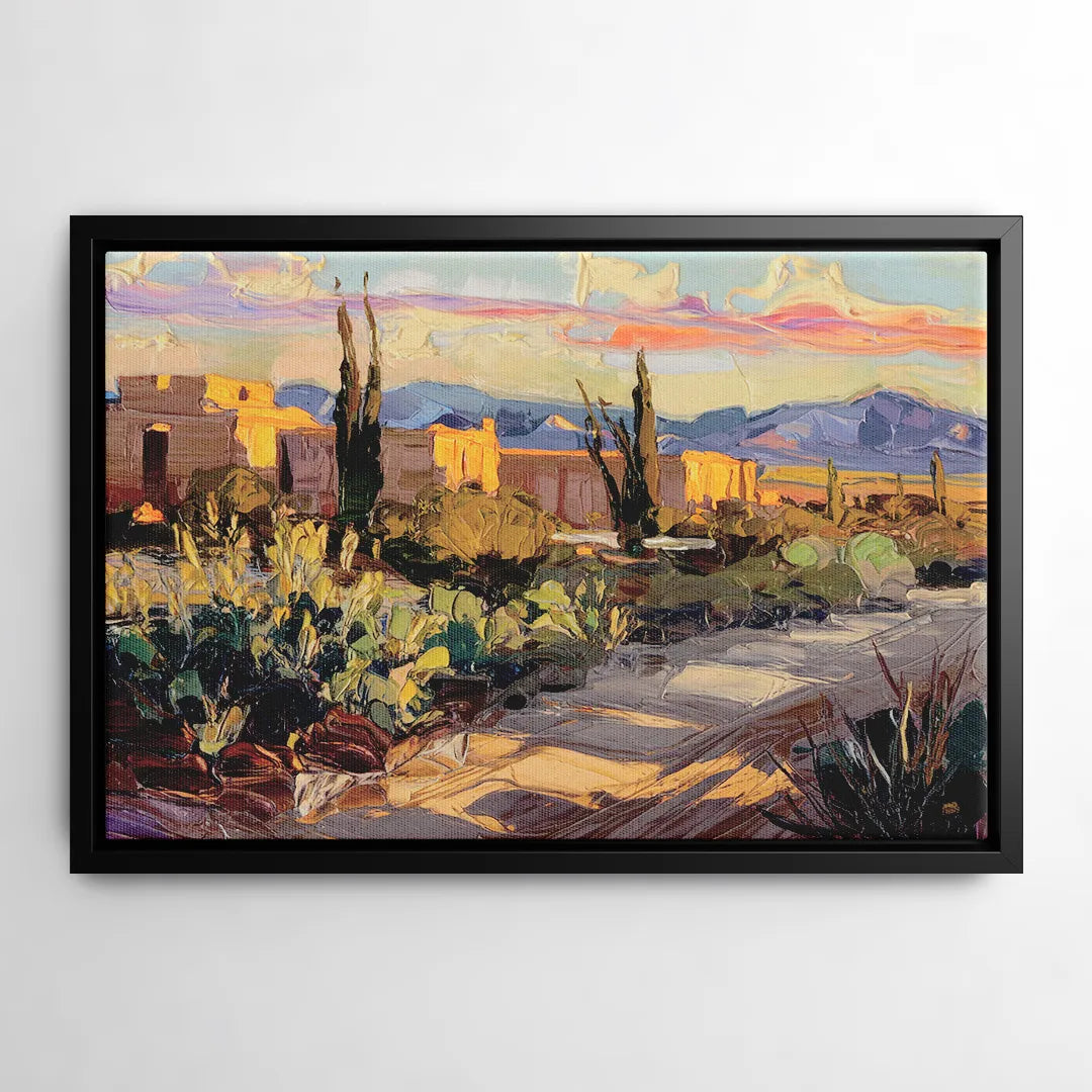 Santa Fe Sunset Landscape - Black Frame Canvas