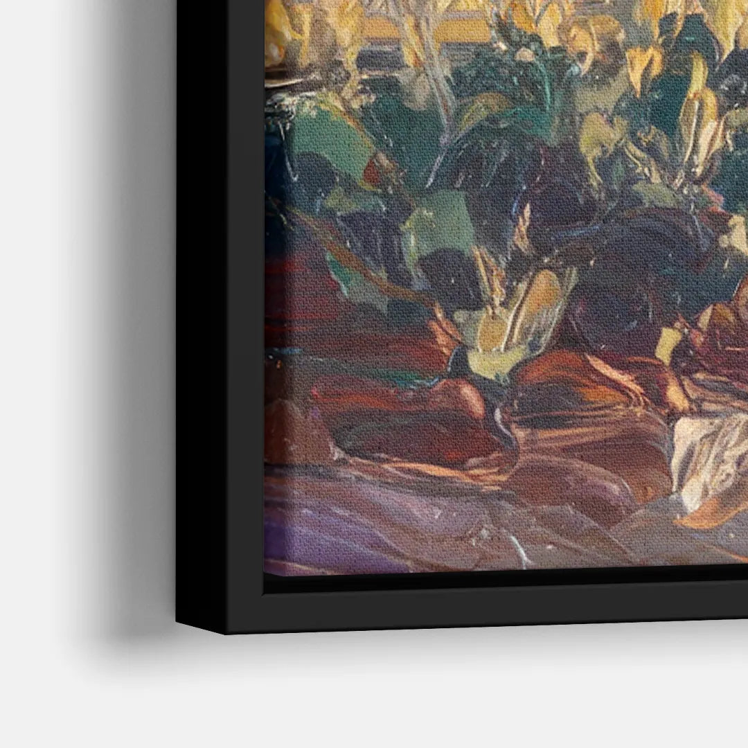 Santa Fe Sunset Landscape - Close-Up Black Frame Canvas
