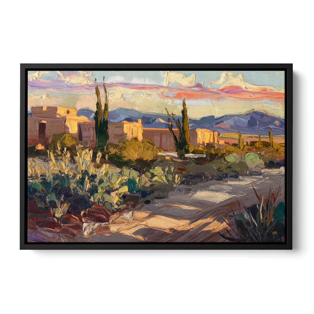 Santa Fe Sunset Landscape Front - Black Canvas Wall Art