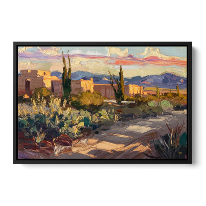 Santa Fe Sunset Landscape Front - Black Canvas Wall Art