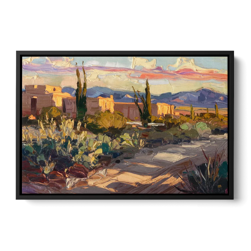 Santa Fe Sunset Landscape Front - Black Canvas Wall Art