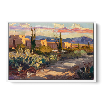 Santa Fe Sunset Landscape Front - White Canvas Wall Art