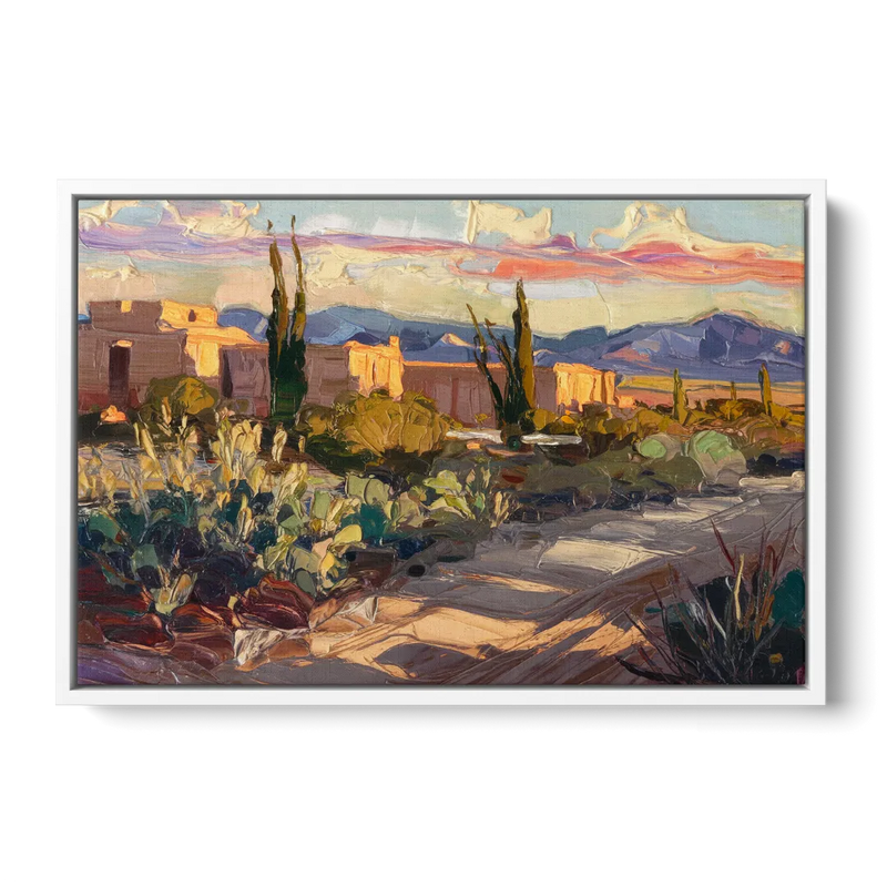 Santa Fe Sunset Landscape Front - White Canvas Wall Art