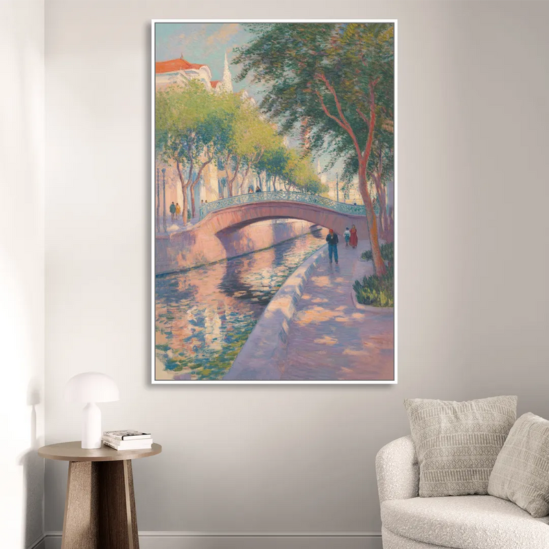 Santa Lucía Riverwalk Sitting Room - White Canvas Wall Art