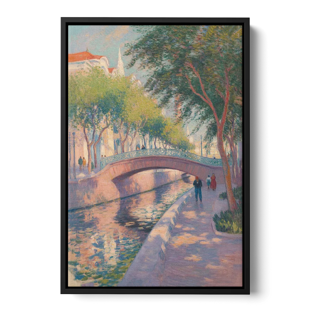 Santa Lucía Riverwalk Front - Black Canvas Wall Art