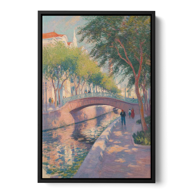 Santa Lucía Riverwalk Front - Black Canvas Wall Art