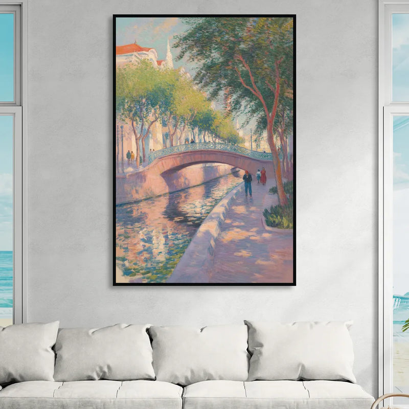 Santa Lucía Riverwalk Living Room - Black Canvas Wall Art