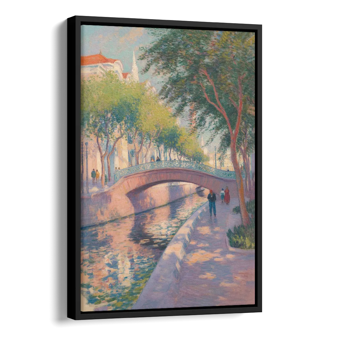 Santa Lucía Riverwalk Side - Black Canvas Wall Art
