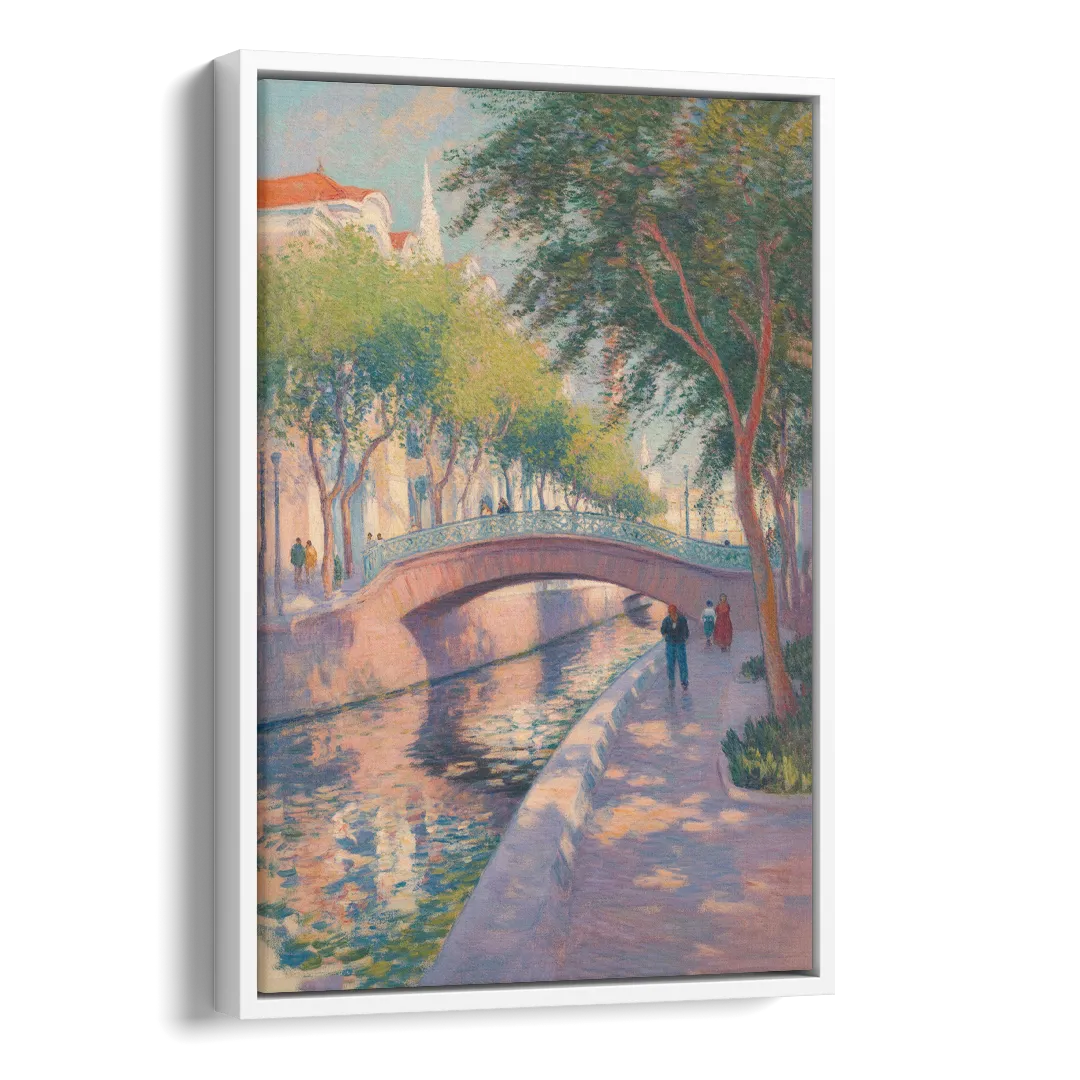 Santa Lucía Riverwalk Side - White Canvas Wall Art