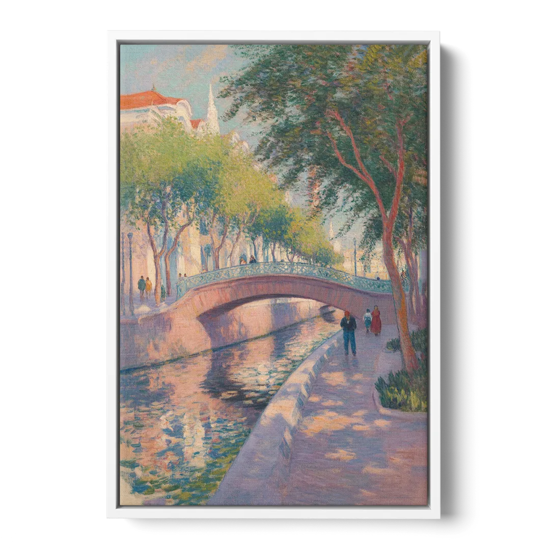 Santa Lucía Riverwalk Front - White Canvas Wall Art