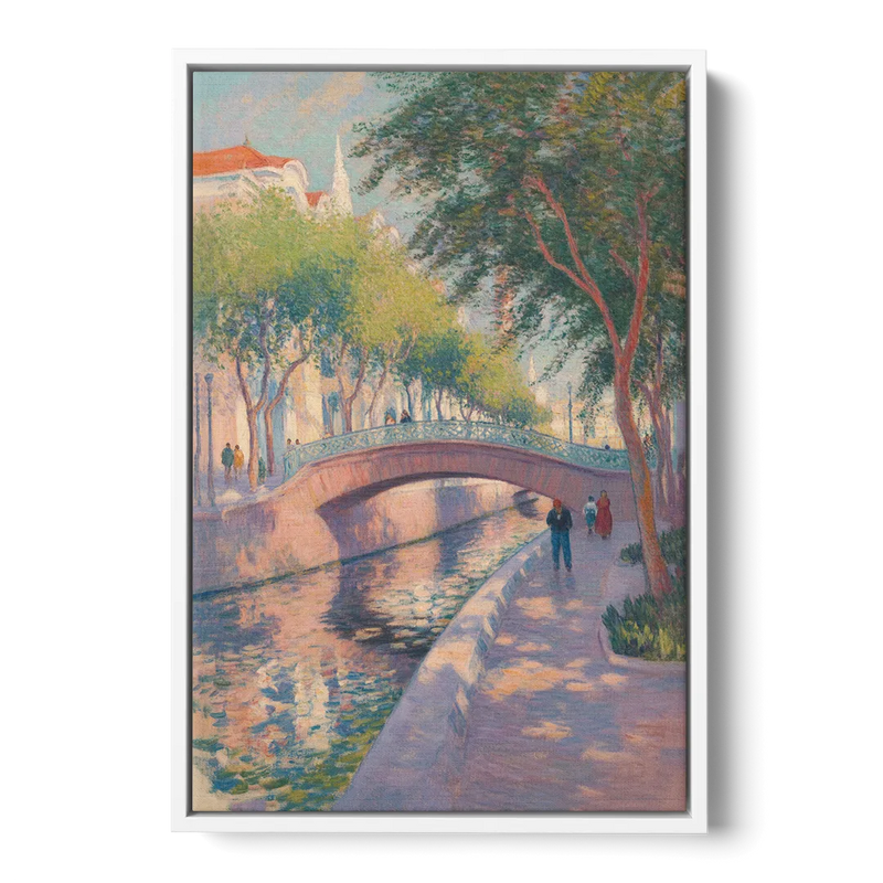 Santa Lucía Riverwalk Front - White Canvas Wall Art