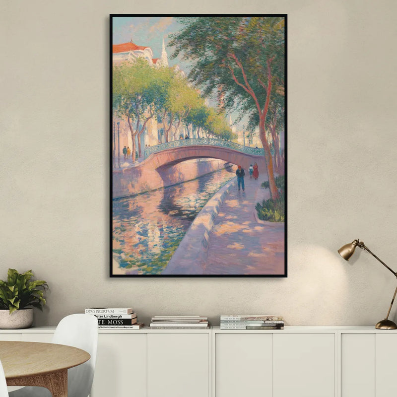 Santa Lucía Riverwalk Sitting Room - Black Canvas Wall Art