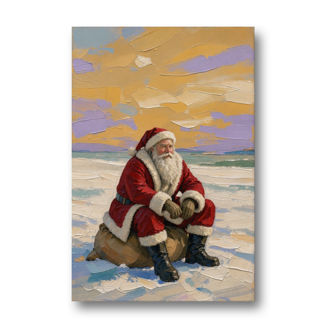 Santa Resting on His Sack - Canvas Wall Art - Front