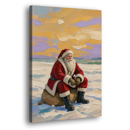 Santa Resting on His Sack - Canvas Wall Art - Side