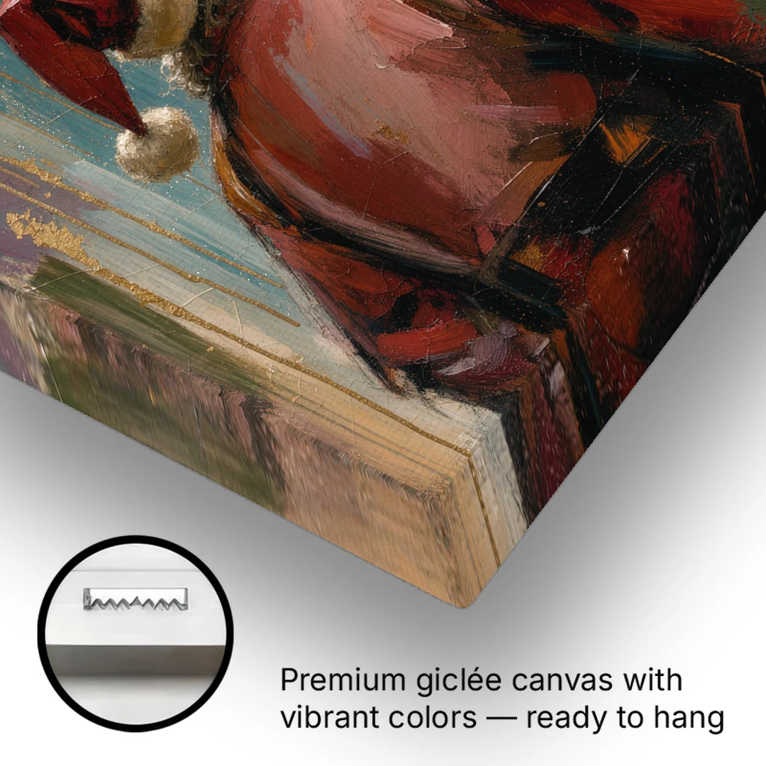 Santa Under Gold Stars - Canvas Wall Art - Gallery Wrap Corner