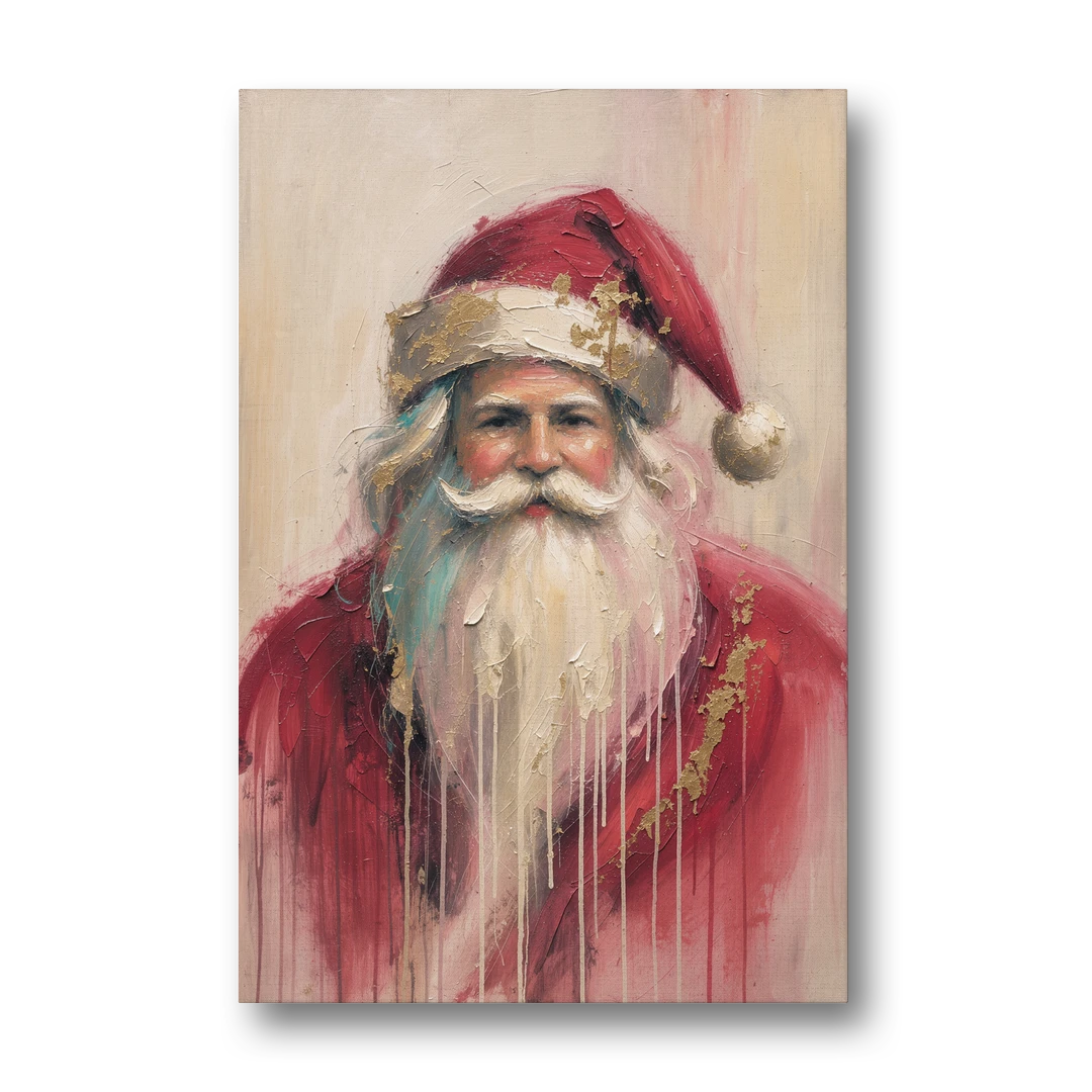 Santa in Gold Drips - Canvas Wall Art - Front