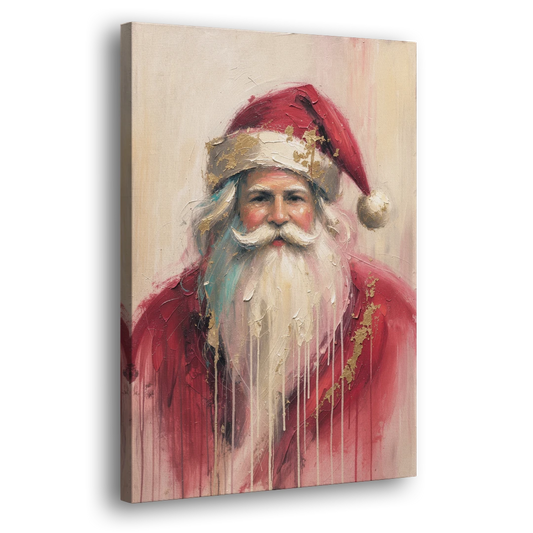 Santa in Gold Drips - Canvas Wall Art - Side
