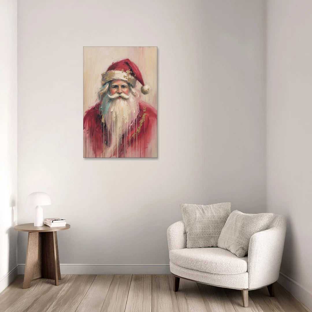 Santa in Gold Drips - Canvas Wall Art - Sofa - 24x36