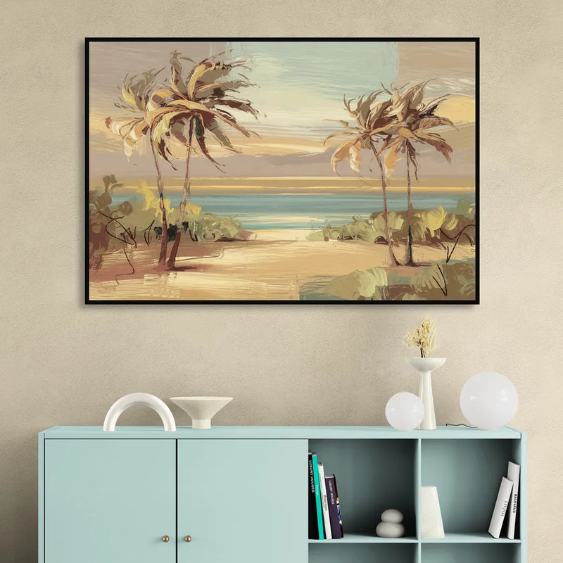 Savannah Coastal Beauty Living Room - Black Canvas Wall Art