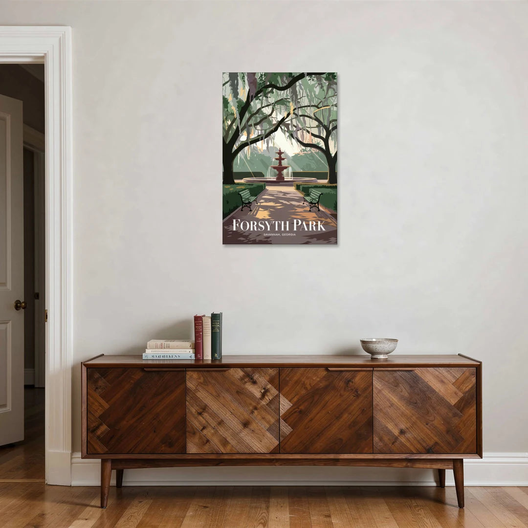 Savannah Forsyth Park Pathway - Canvas Wall Art - Coffee Table - 24x36