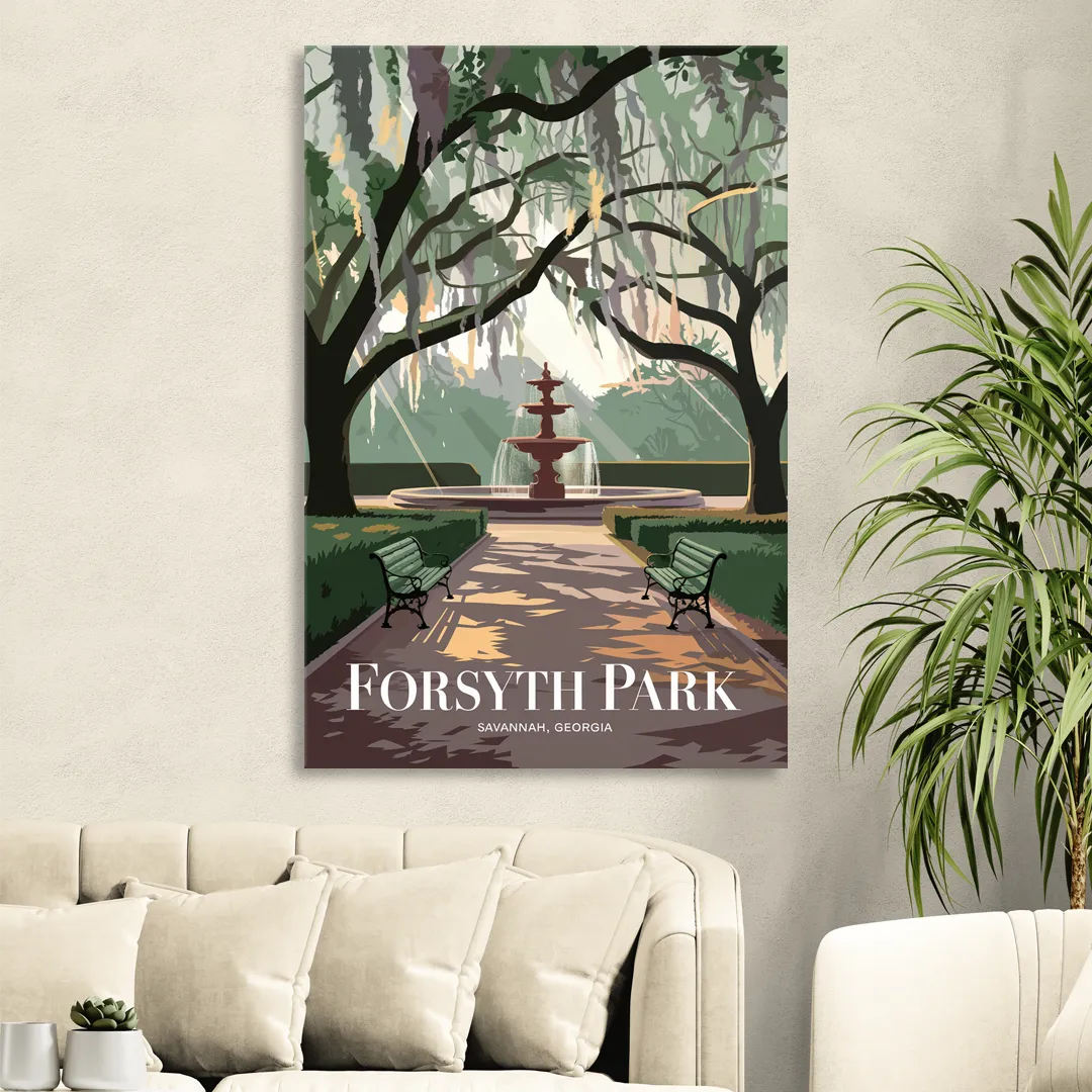 Savannah Forsyth Park Pathway Living Room - Canvas Wall Art
