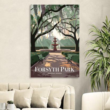 Savannah Forsyth Park Pathway Living Room - Canvas Wall Art