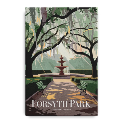 Savannah Forsyth Park Pathway Front - Canvas Wall Art
