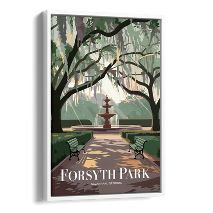 Savannah Forsyth Park Pathway Side - White Canvas Wall Art