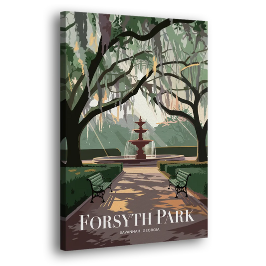 Savannah Forsyth Park Pathway Side - Canvas Wall Art