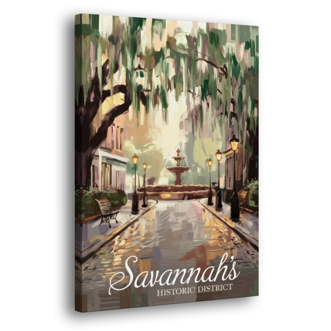 Savannah Historic District Charm - Canvas Wall Art - Side