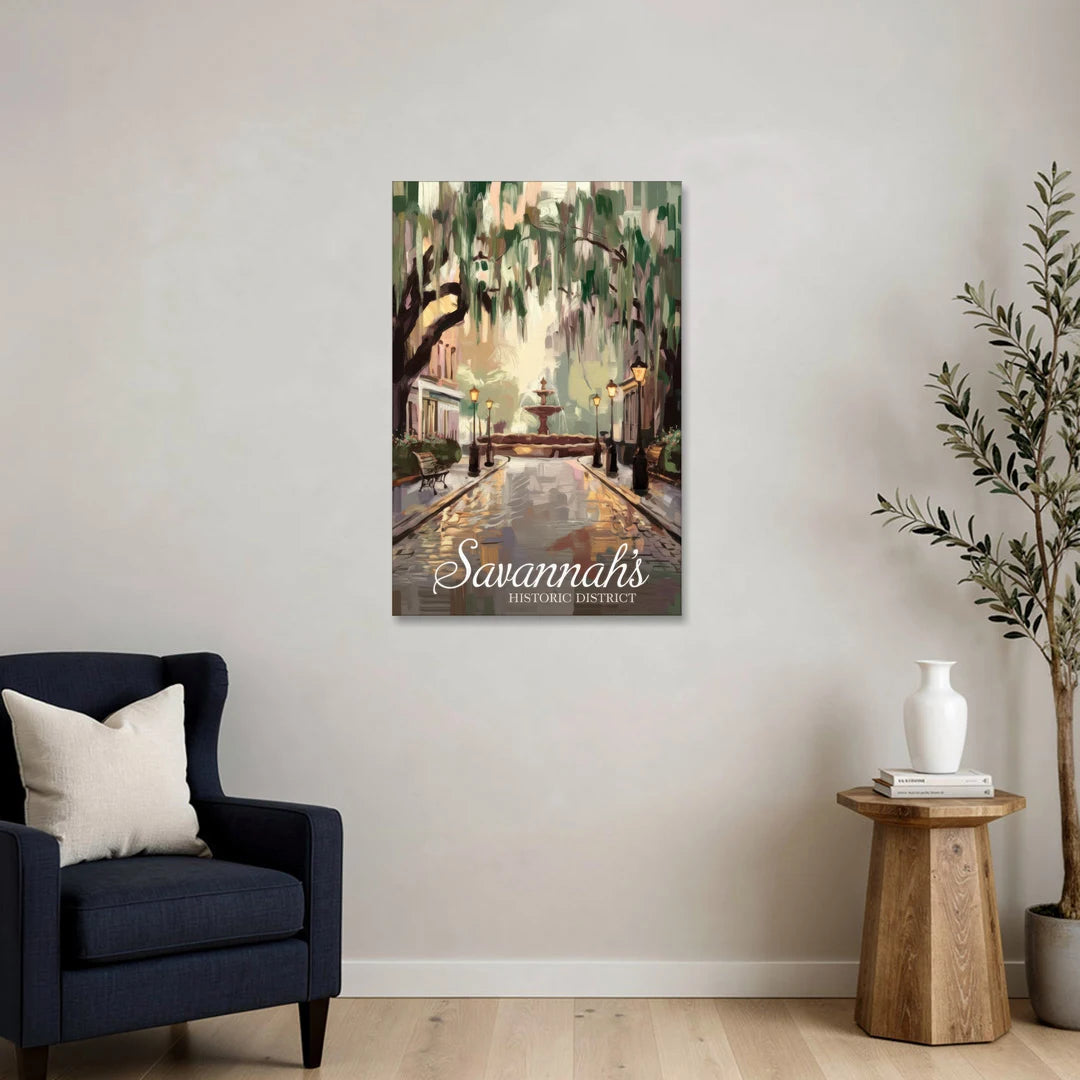 Savannah Historic District Charm - Canvas Wall Art - Sofa - 24x36