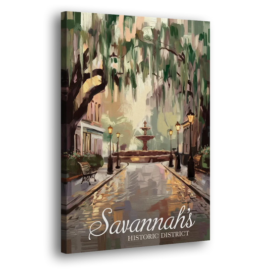 Savannah Historic District Charm Side - Canvas Wall Art