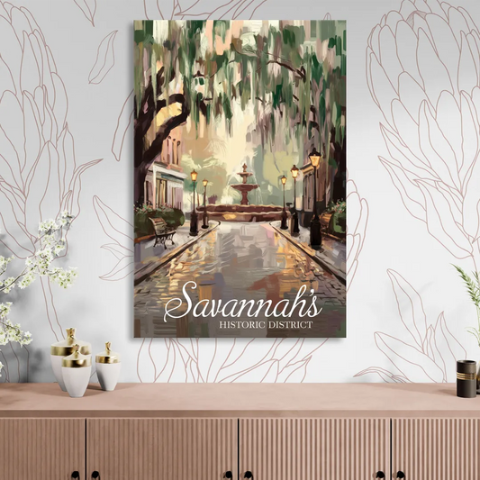 Savannah Historic District Charm Living Room - Canvas Wall Art