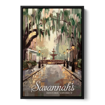 Savannah Historic District Charm Front - Black Canvas Wall Art