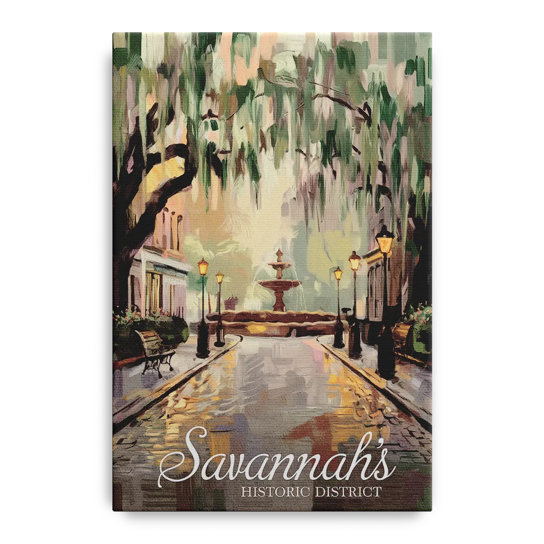 Savannah Historic District Charm Front - Canvas Wall Art