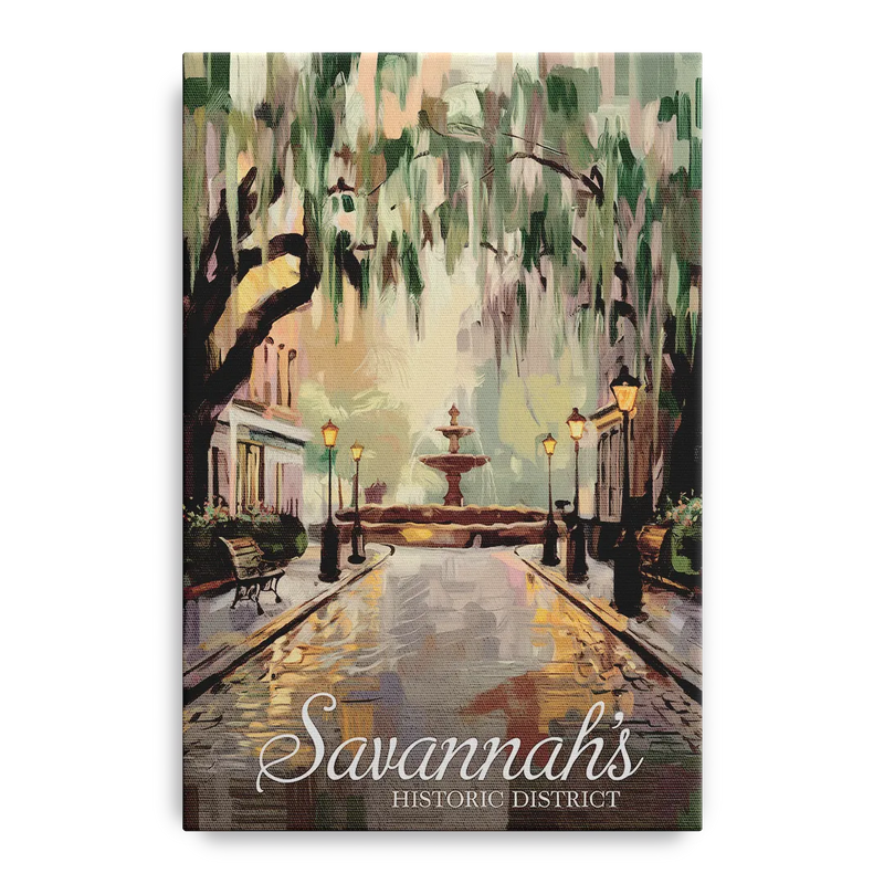Savannah Historic District Charm Front - Canvas Wall Art