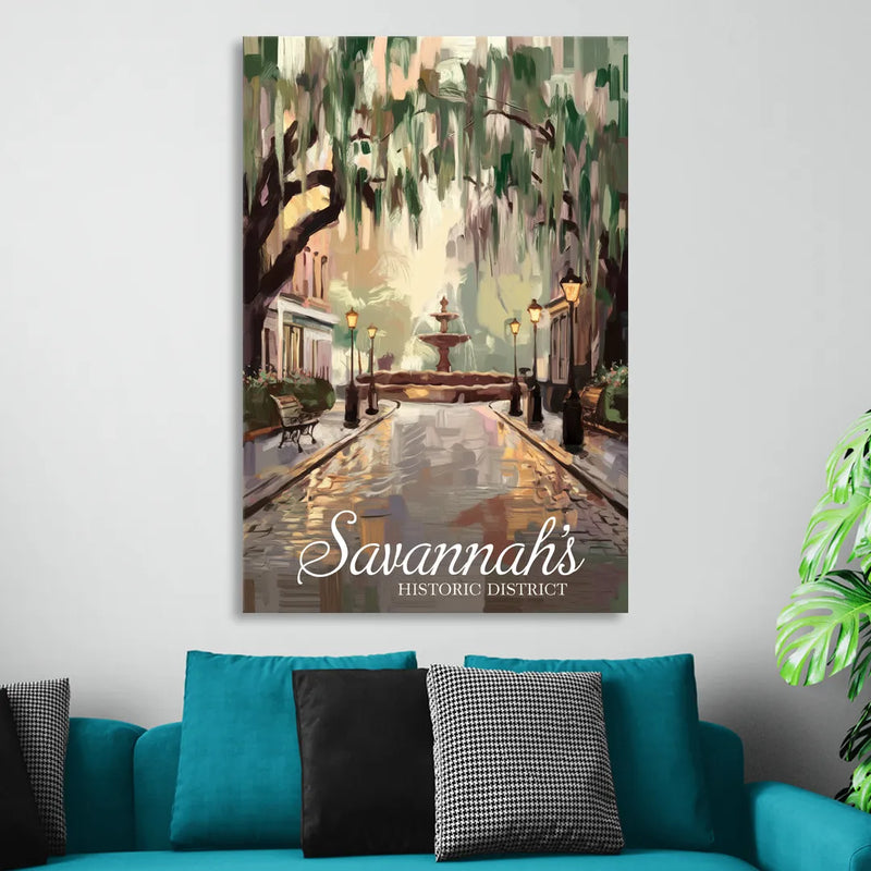 Savannah Historic District Charm Sitting Room - Canvas Wall Art